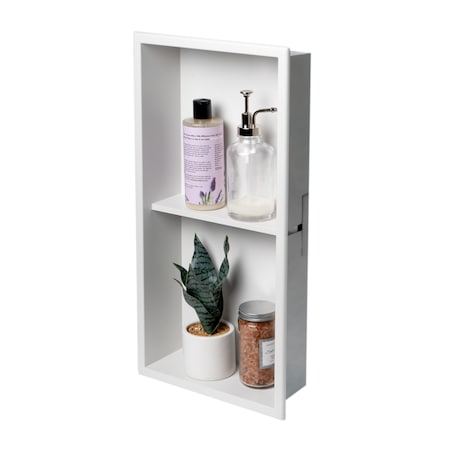 Alfi Brand 12 x 24 White Matte SS Vertical Dbl Shelf Bath Shower Niche ABNC1224-W